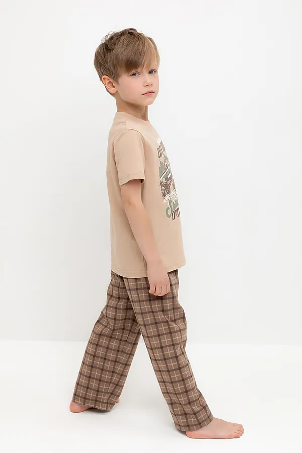 Пижама CROCKID, кунжут,праздничная клетка - фото 2