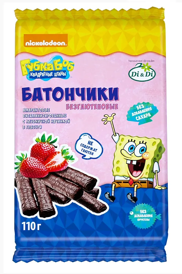 Батончик "Спанч Боб" клубника 110г ЭКОПРОДУКТЫ, - - фото 2