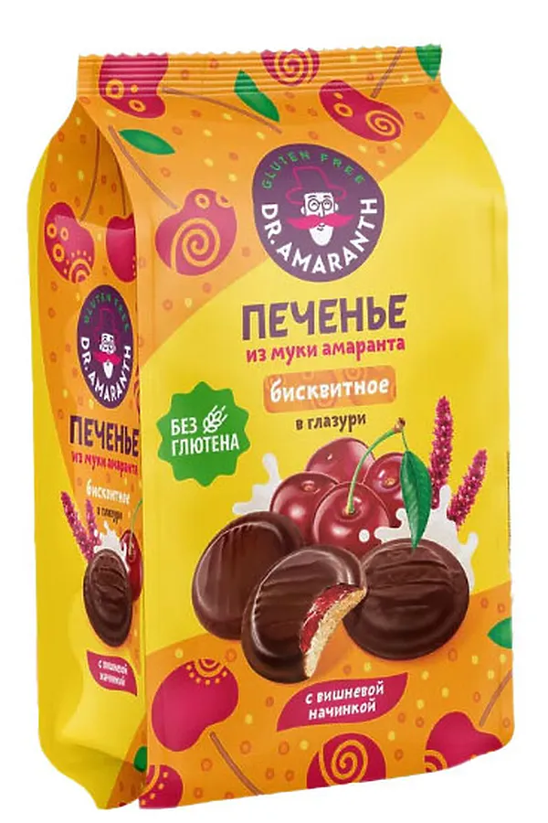 Печенье бисквитное с вишнёвой начинкой Dr. Amaranth 200г ЭКО-ПРОДУКТЫ, - - фото 2