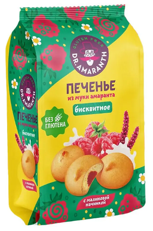 Печенье бисквитное с вишнёвой начинкой Dr. Amaranth 200г ЭКО-ПРОДУКТЫ, - - фото 2