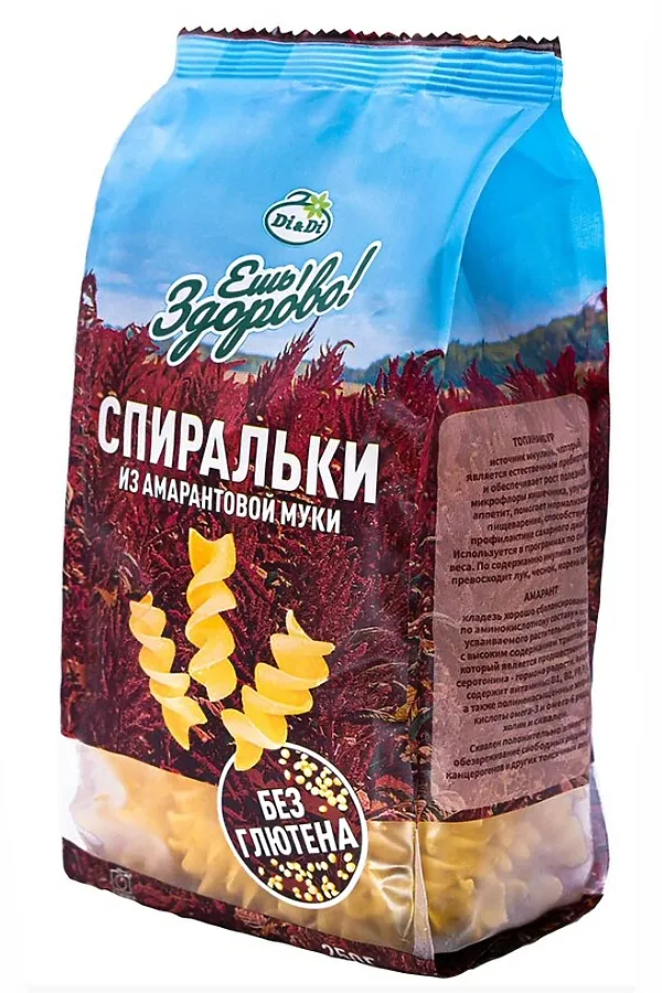 Макароны из амарантовой муки, кукурузные "Спиральки" б/глютена 250г ЭКО-ПРОДУКТЫ, - - фото 2