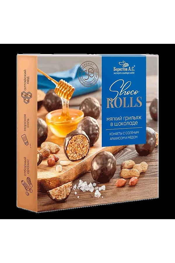 Конфеты "Shoco Rolls" с солёным арахисом и медом в ш.глазури 135г ЭКО-ПРОДУКТЫ, - - фото 2