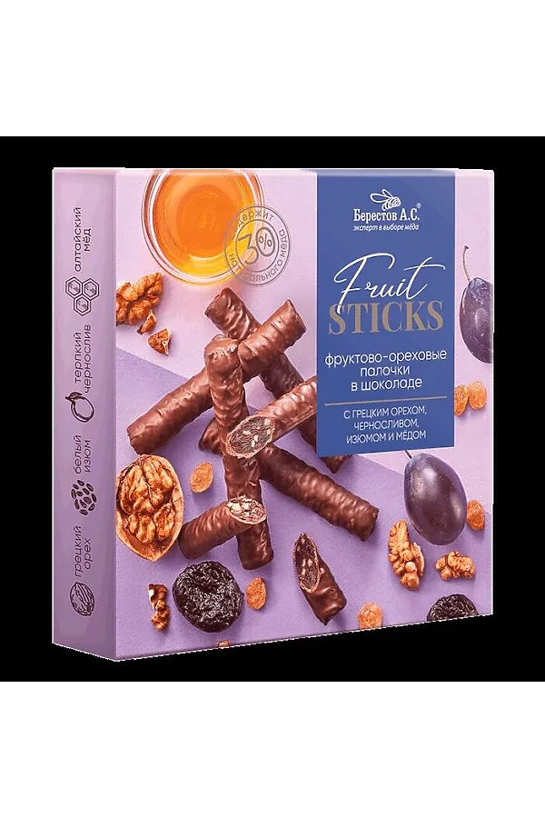 Конфеты "FruitSticks" с черносливом, грецким орехом и изюмом 175г ЭКО-ПРОДУКТЫ, - - фото 2