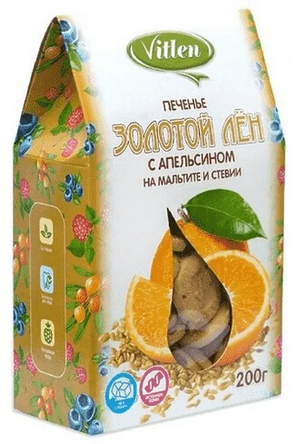 Печенье рисовое с апельсином, лимоном и мятой "Золотой Лён" 200г ЭКО-ПРОДУКТЫ, - - фото 2