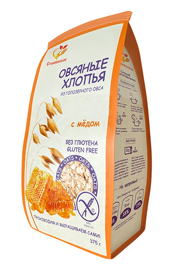Хлопья овсяные с мёдом без глютена 375г ЭКО-ПРОДУКТЫ, - - фото 2