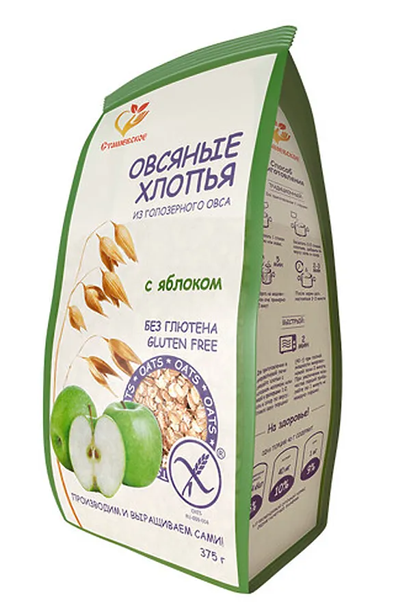 Хлопья овсяные с яблоком без глютена 375г ЭКО-ПРОДУКТЫ, - - фото 2