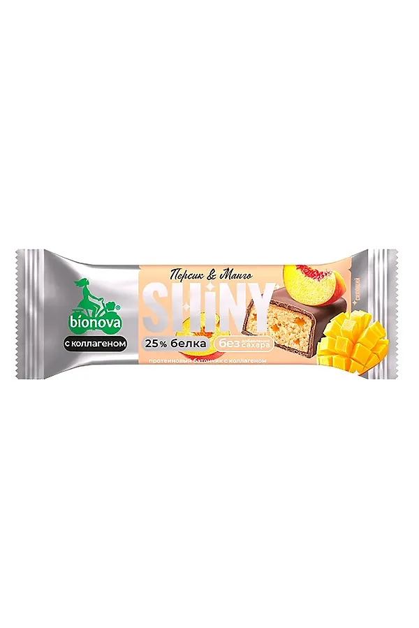Батончик протеиновый Shiny Персик и Манго с коллагеном, глазурь 40г ЭКО-ПРОДУКТЫ, - - фото 2
