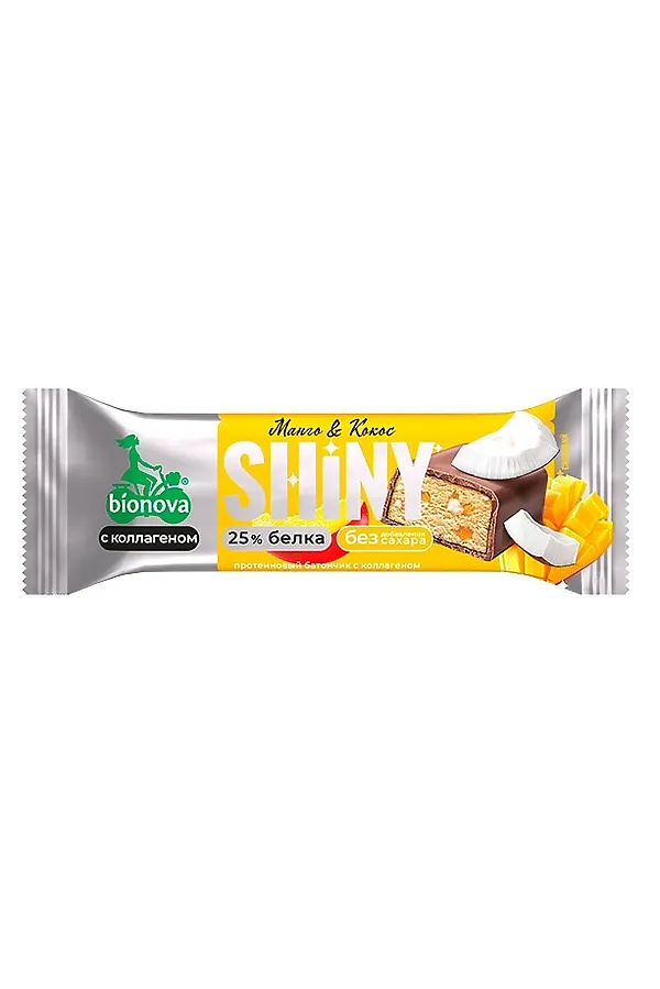 Батончик протеиновый Shiny Манго и Кокос с коллагеном, глазурь 40г ЭКО-ПРОДУКТЫ, - - фото 2