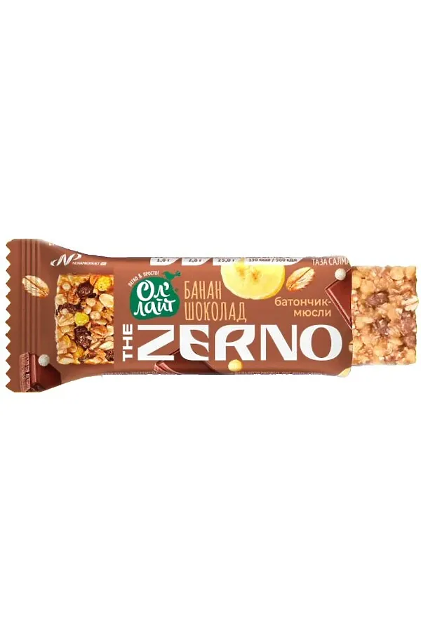Батончик мюсли Ол`Лайт Zerno Банан-шоколад 35г ЭКО-ПРОДУКТЫ, - - фото 2