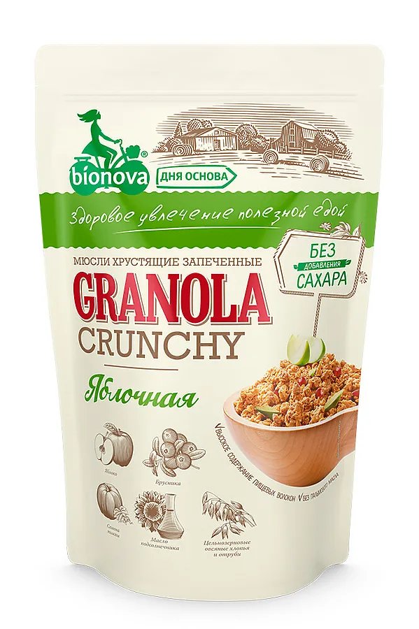 Мюсли запеченные Bionova яблочные 400г ЭКО-ПРОДУКТЫ, - - фото 2
