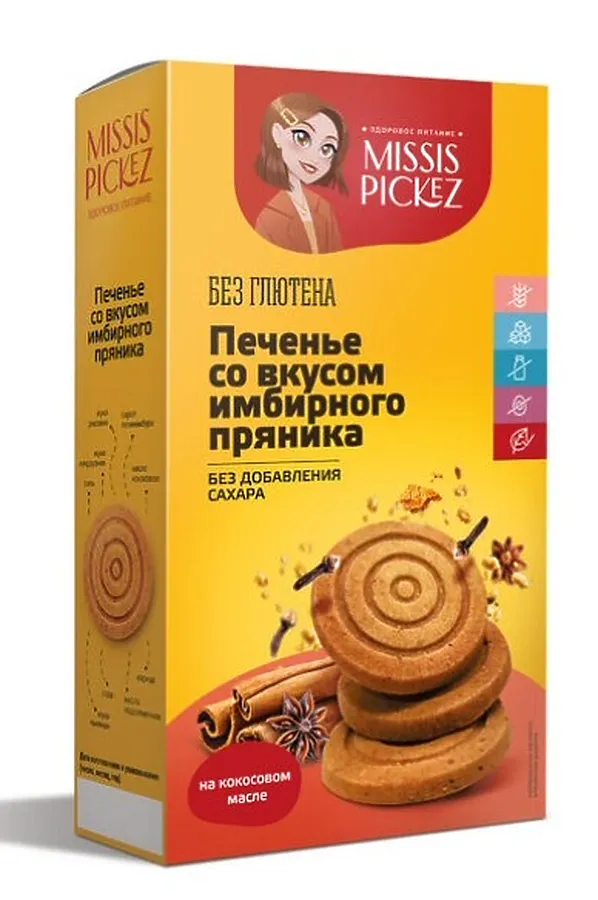 Печенье песочное Имбирный пряник Missis Pickez 100г ЭКО-ПРОДУКТЫ, - - фото 2