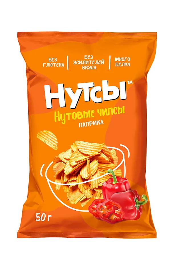 Чипсы нутовые Паприка "Нутсы" безглютеновые 50г ЭКО-ПРОДУКТЫ, - - фото 2