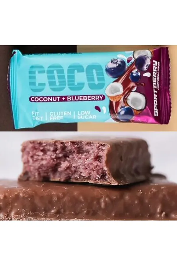 Батончик Sportberry глазированный Кокос Черника 40г ЭКО-ПРОДУКТЫ, - - фото 2