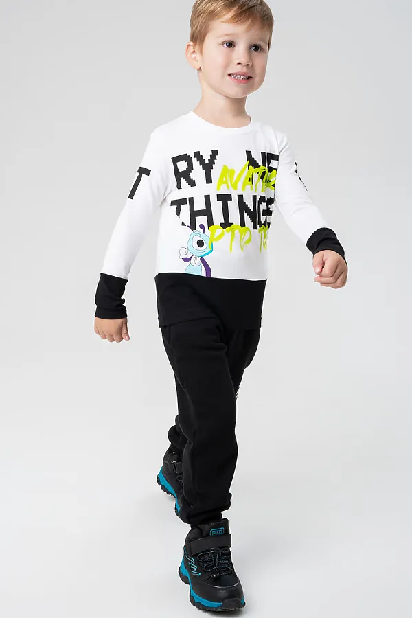 Лонгслив PLAYTODAY, белый,черный - фото 2