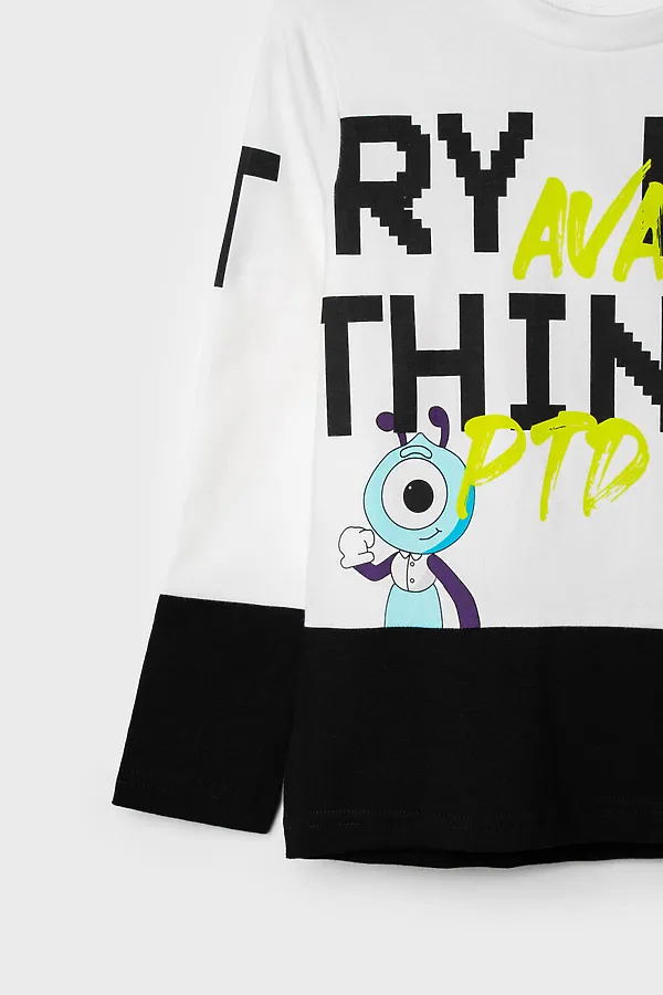 Лонгслив PLAYTODAY, белый,черный - фото 2