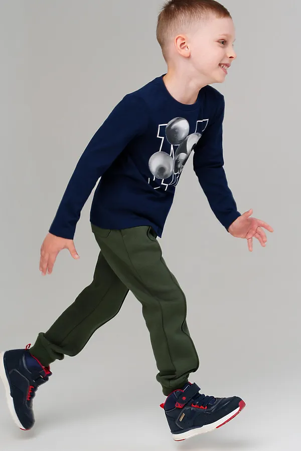 Фуфайка трикотажная для мальчиков (футболка с длинными рукавами) PLAYTODAY, тёмно-синий - фото 2
