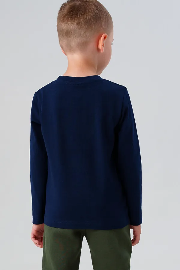Фуфайка трикотажная для мальчиков (футболка с длинными рукавами) PLAYTODAY, тёмно-синий - фото 2