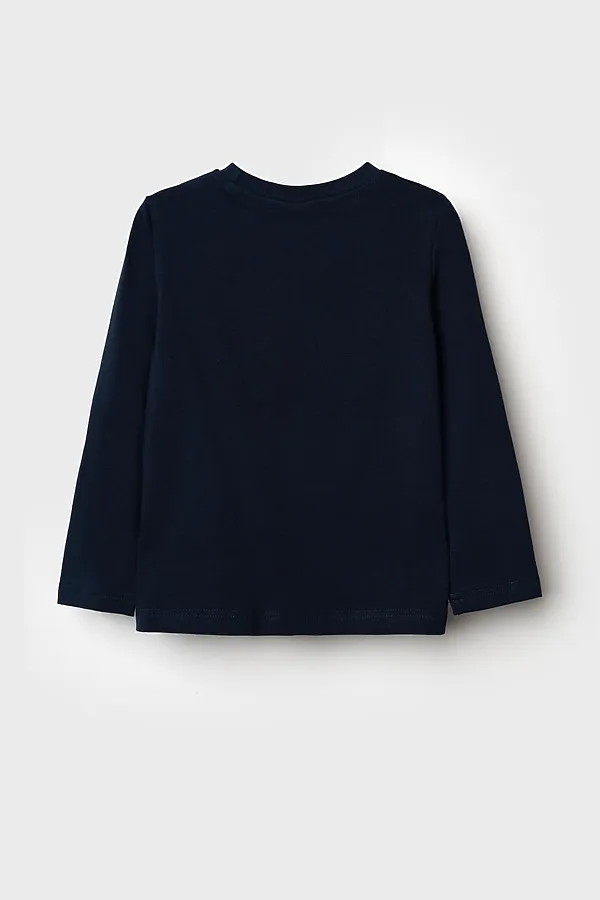 Фуфайка трикотажная для мальчиков (футболка с длинными рукавами) PLAYTODAY, тёмно-синий - фото 2