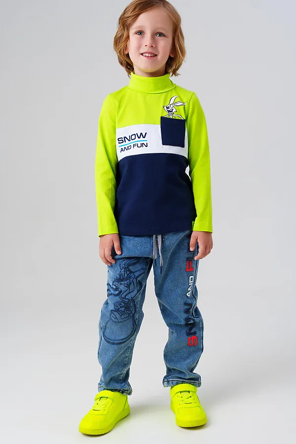 Водолазка PLAYTODAY, белый,ярко-зеленый,тёмно-синий - фото 2