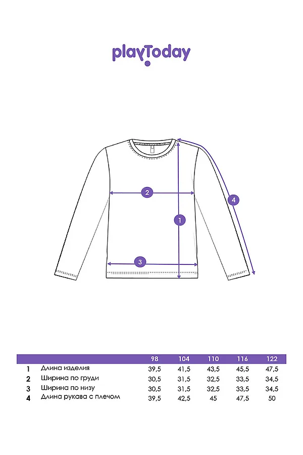 Фуфайка трикотажная для мальчиков (футболка с длинными рукавами) PLAYTODAY, синий - фото 2