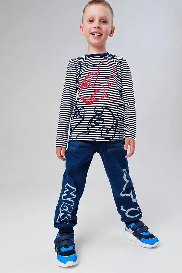 Фуфайка трикотажная для мальчиков (футболка с длинными рукавами) PLAYTODAY, синий - фото 2