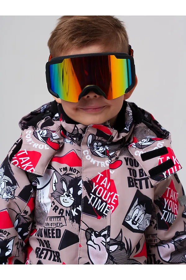 Маска горнолыжная PLAYTODAY, черный,оранжевый - фото 2