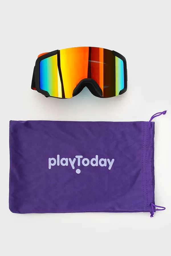 Маска горнолыжная PLAYTODAY, черный,оранжевый - фото 2