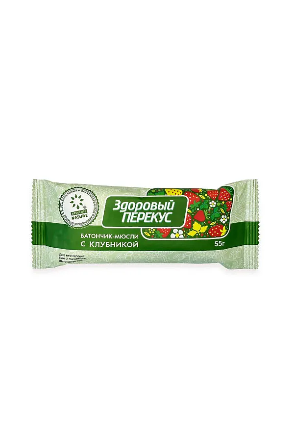 Батончики-мюсли клубника "Здоровый Перекус" ш/б 55г ЭКО-ПРОДУКТЫ, - - фото 2