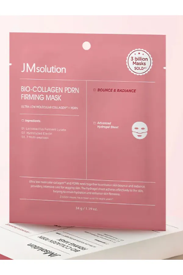 Jmsolution Антивозрастная гидрогелевая маска для лица с коллагеном и PDRN / Bio-Collagen Pdrn Firming Mask, 34 г KRISTALLER, розовый - фото 2
