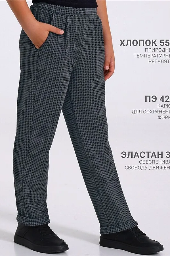 Брюки АПРЕЛЬ, гусиная лапка черный+светло-серый - фото 2