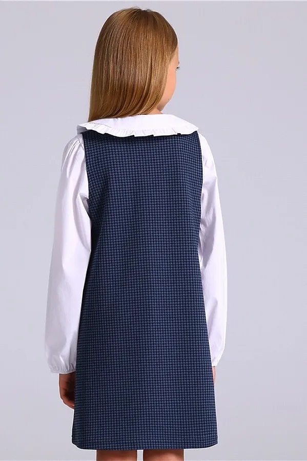 Сарафан АПРЕЛЬ, гусиная лапка черный+ярко-синий - фото 2