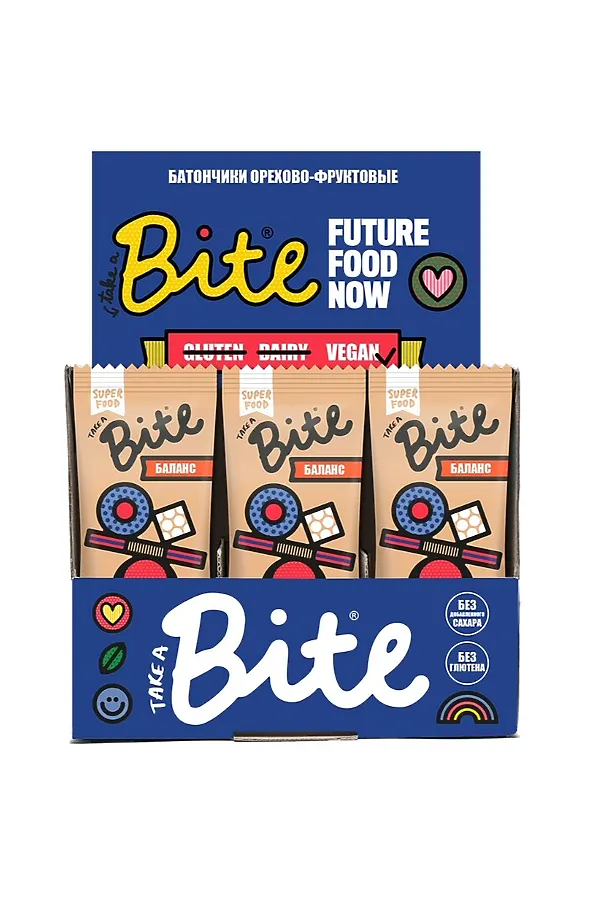 Батончик Bite "Баланс" кокос и бразильский орех 45гчик Bite "LOVE" вишня и миндаль 45г ЭКО-ПРОДУКТЫ, - - фото 2