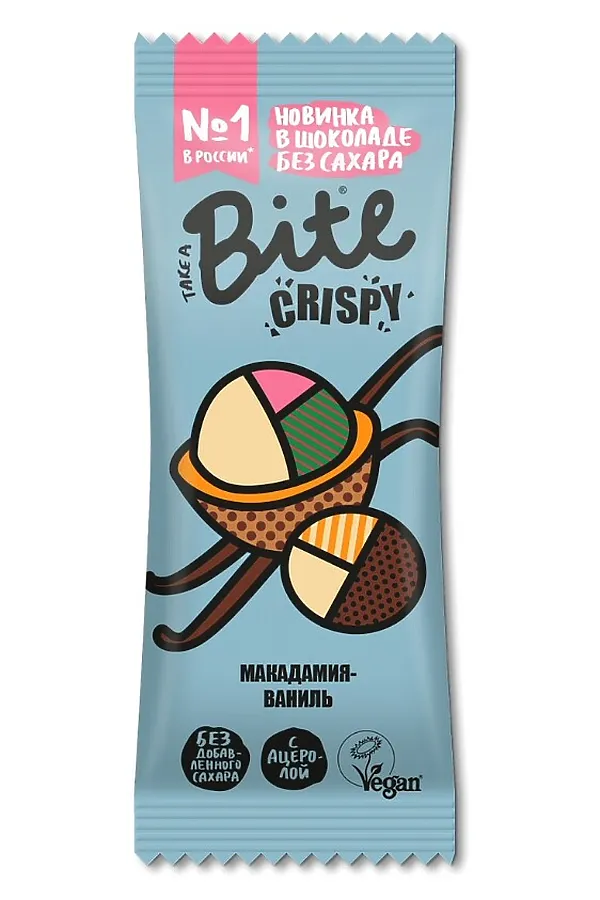 Батончик Crispy в тёмном шоколаде "Макадамия-Ваниль" 45г ЭКО-ПРОДУКТЫ, - - фото 2