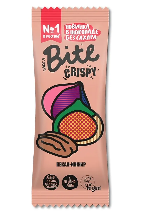 Батончик Crispy в тёмном шоколаде "Пекан-Инжир" 45г ЭКО-ПРОДУКТЫ, - - фото 2