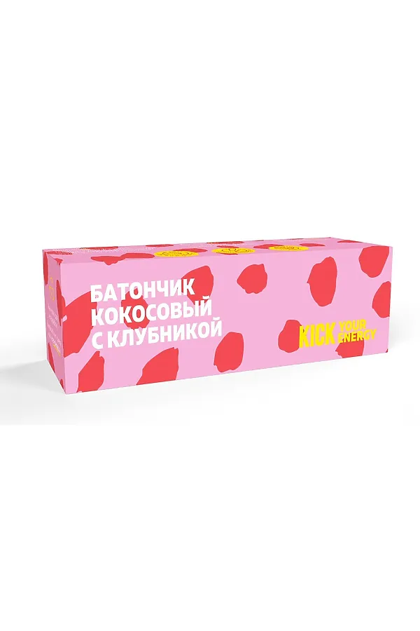 Батончик "KICK energy" кокос с клубникой в карамельном шоколаде 45г ЭКО-ПРОДУКТЫ, - - фото 2