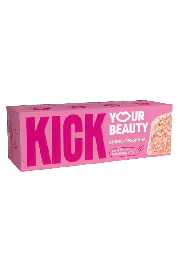 Батончик "KICK beauty" кокос-клубника, коллагени витамины без сахара 38г ЭКО-ПРОДУКТЫ, - - фото 2
