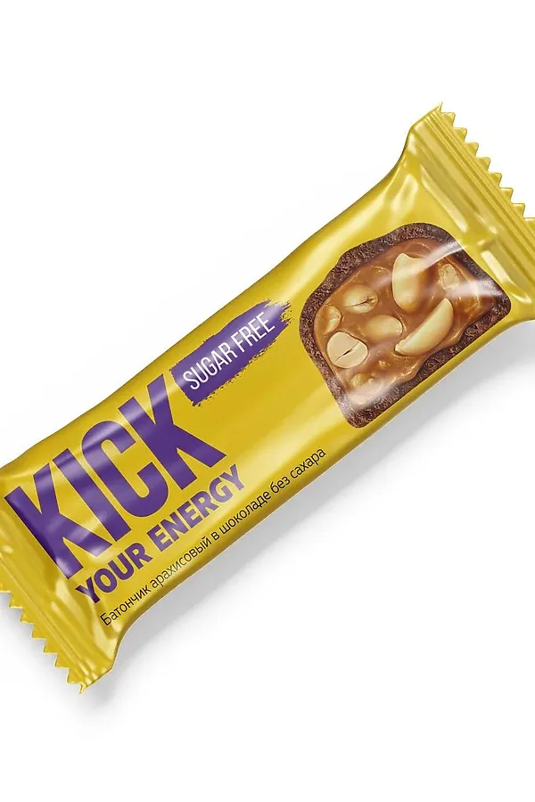 Батончик "KICK" Без сахара арахис в шоколаде 45г ЭКО-ПРОДУКТЫ, - - фото 2