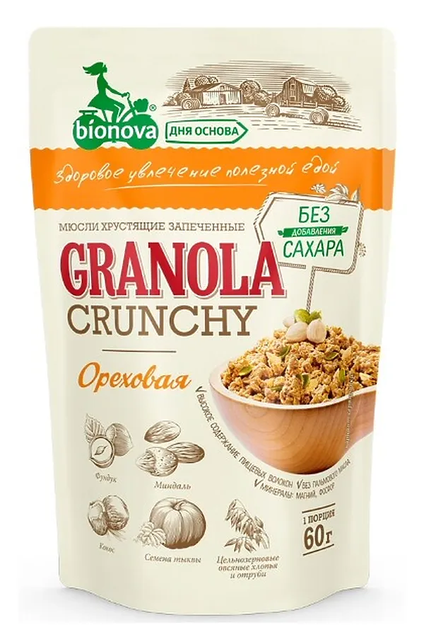 Мюсли порционные Bionova Ореховые 60г ЭКО-ПРОДУКТЫ, - - фото 2