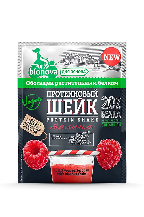 Шейк протеиновый с Малиной "Bionova" 25г ЭКО-ПРОДУКТЫ, - - фото 2