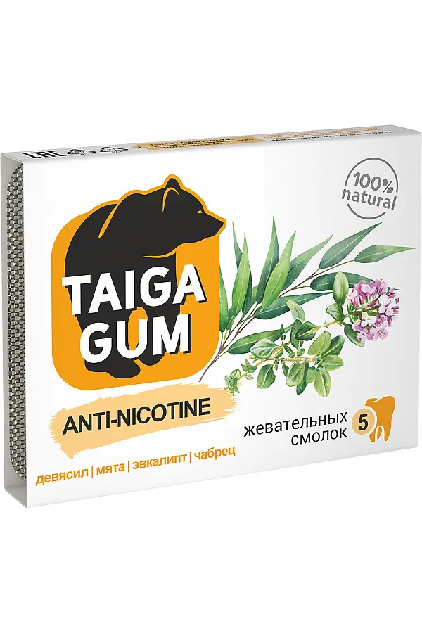Смолка жевательная Taiga Gum "Anti-nicotine" против курения №5*8г ЭКОПРОДУКТЫ, - - фото 2