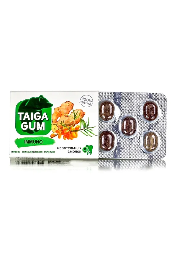 Смолка жевательная Taiga Gum "Immuno" для иммунитета №5*8г ЭКОПРОДУКТЫ, - - фото 2