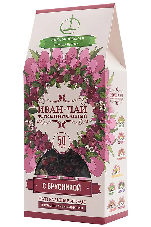 Иван-чай с брусникой ферментированный, пачка 50г ЭКО-ПРОДУКТЫ, - - фото 2