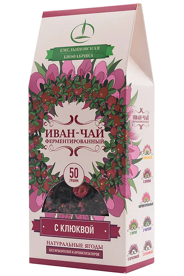 Иван-чай с клюквой ферментированный, пачка 50г ЭКО-ПРОДУКТЫ, - - фото 2