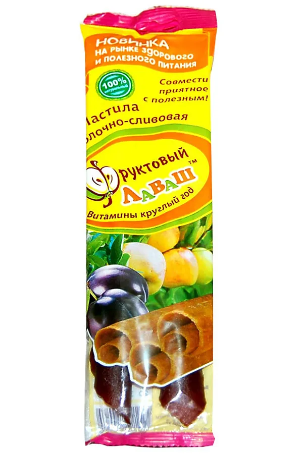 Пастила "Фруктовый Лаваш" сливово-яблочный 100% 70г ЭКОПРОДУКТЫ, - - фото 2