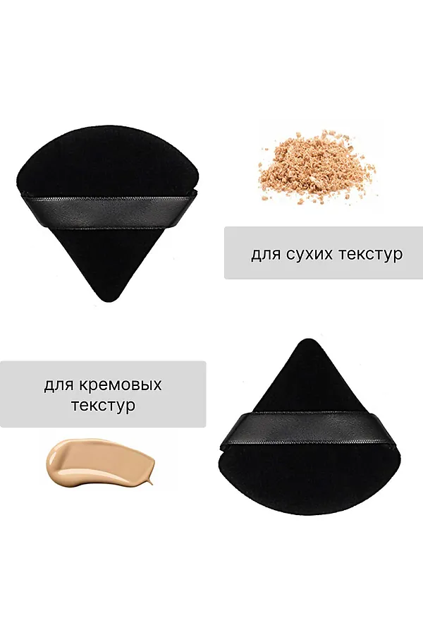 Kristaller Набор спонжей-пуховок в пластиковом контейнере для сухих и кремовых текстур, черный, 6 шт. KRISTALLER, чёрный - фото 2