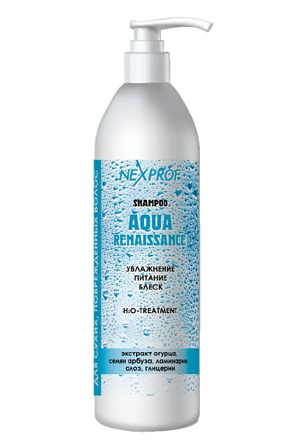 Nexxt Шампунь для сухих и поврежденных волос / Aqua Renaissance, 1000 мл KRISTALLER, белый - фото 2