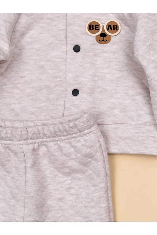 Комплект (Толстовка+Брюки) BABY BOOM, бежевый меланж - фото 2