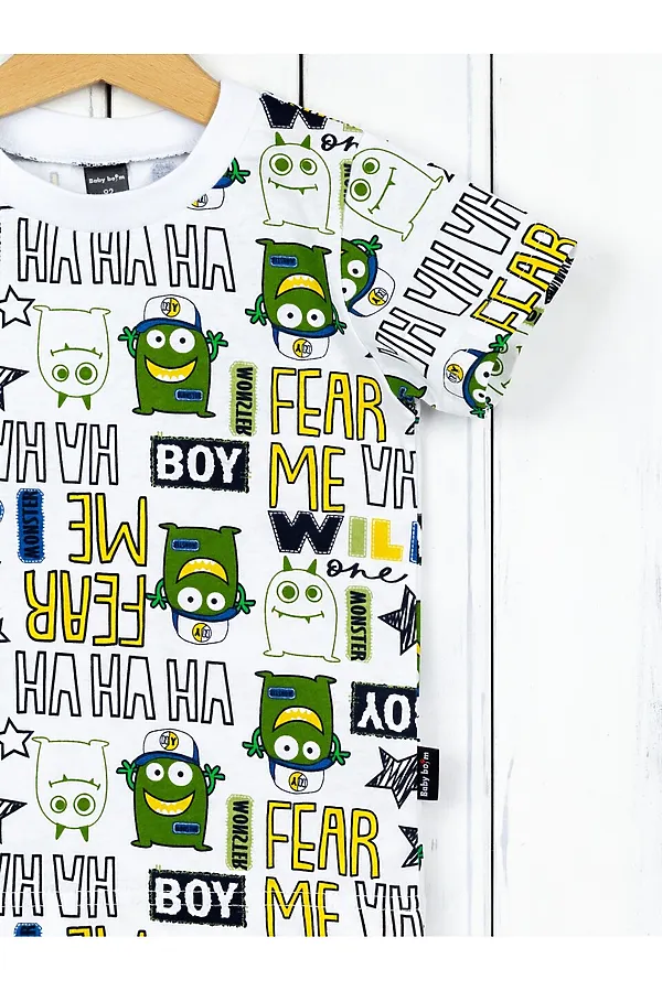 Футболка BABY BOOM, монстры хаки на белом - фото 2