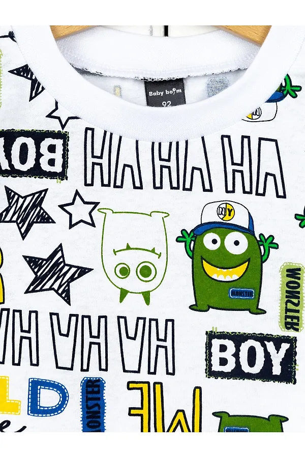 Футболка BABY BOOM, монстры хаки на белом - фото 2