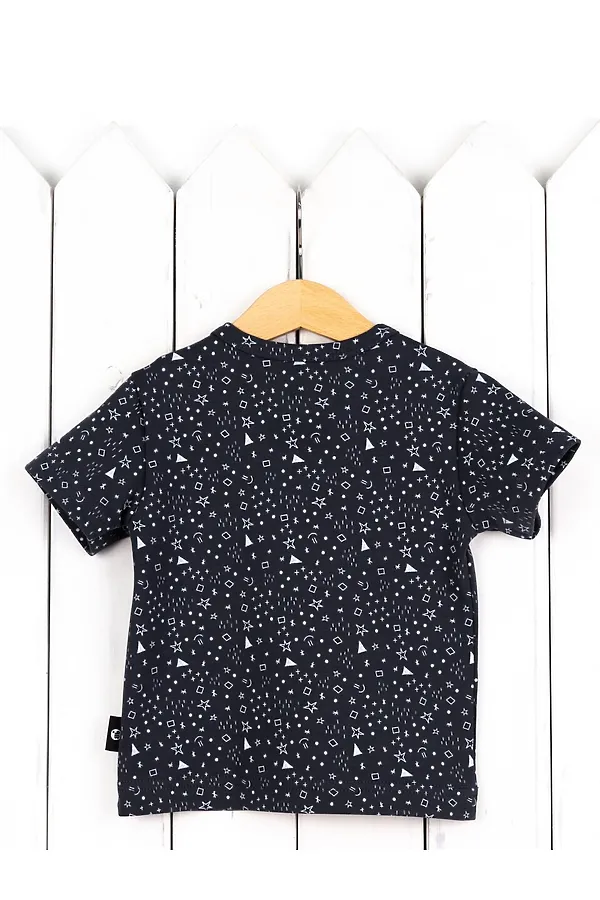 Футболка BABY BOOM, значки серые на графите - фото 2